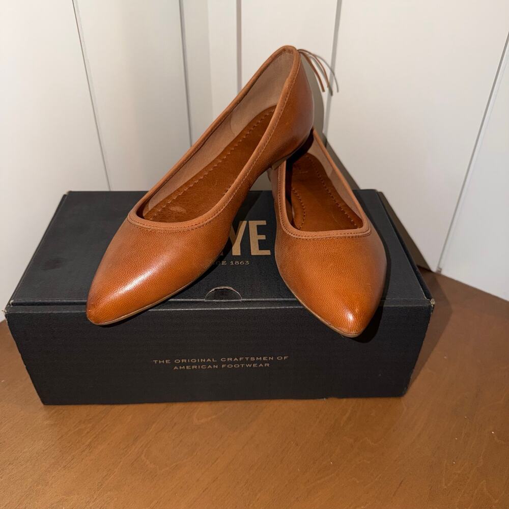 FRYE Regina Cognac Leather Ballet Flats 7.5 NIB